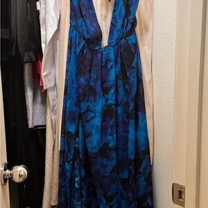 Elegant Blue Floral Dress